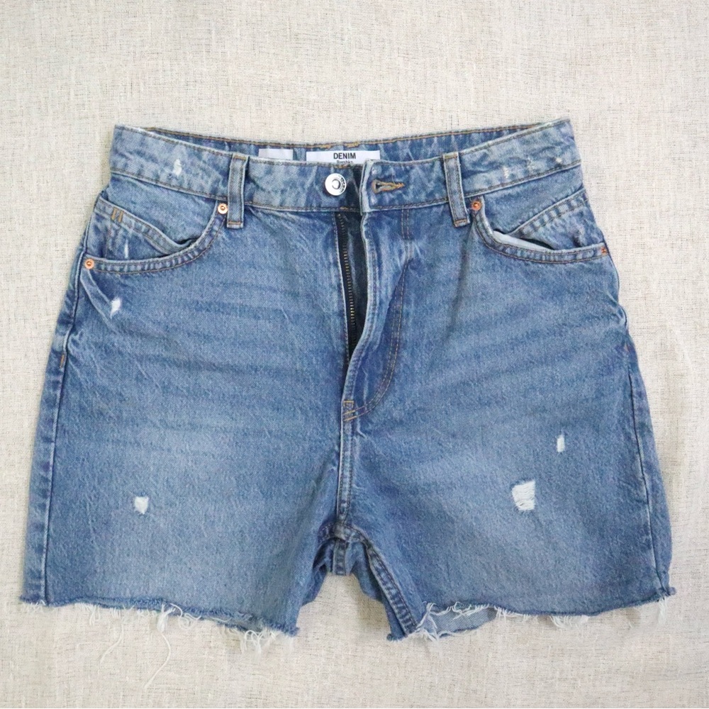 Bershka Mom Jean Distressed Shorts